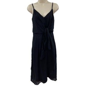 Banana Republic Dress Size 4 Small Black Slip Spaghetti Strap Knot Front Casual